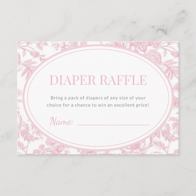 Windeln Raffle Pink Chinoiserie Kinderdusche Begleitkarte (Vorderseite)