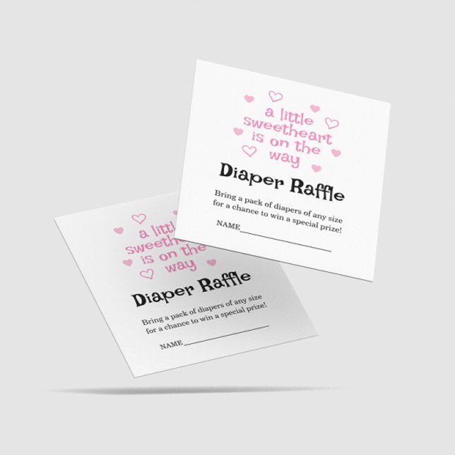 Windeln Raffle Pink Girl Babydusche Square Card Begleitkarte (Von Creator hochgeladen)