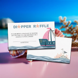 Windeln Raffle Pink Nautical Baby Dusche Begleitkarte