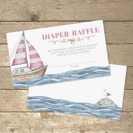 Windeln Raffle Pink Nautical Baby Dusche Begleitkarte