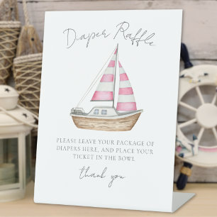 Windeln Raffle Pink Nautical Baby Dusche Sockelschild