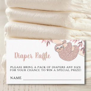 Windeln Raffle Pink Sloth Babydusche Begleitkarte