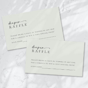 Windeln Raffle Sage Green Minimalistisch Baby Dusc Begleitkarte