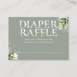 Windeln Raffle Sage Grüne Kinderdusche Begleitkarte
