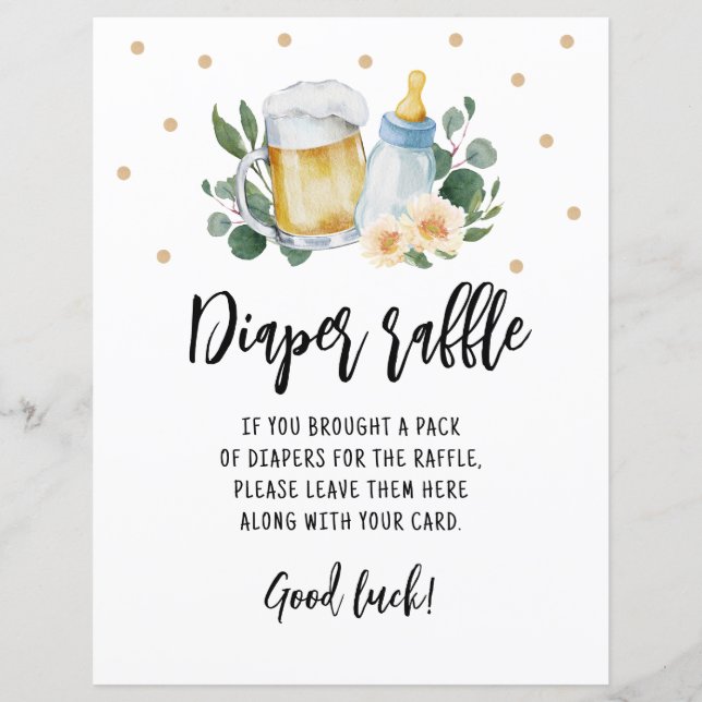 Windeln Raffle Schild Game Baby Braut Grünpflanzen (Vorderseite)