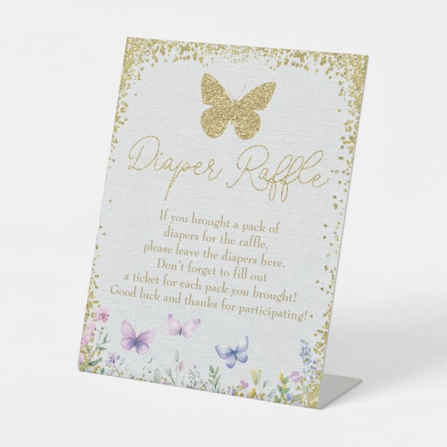 Windeln Raffle Schildkröte Babydusche Sockelschild (Vorderseite)