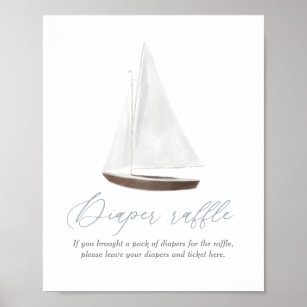 Windeln Raffle Sign Nautical Sailboat Babydusche Poster