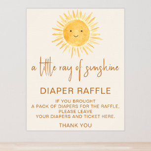Windeln Raffle Sun-Themed Baby Dusche Schild