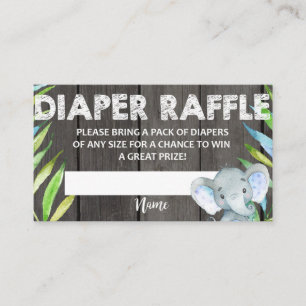 Windeln Raffle Ticket Baby Dusche Elefant Rustikal Begleitkarte