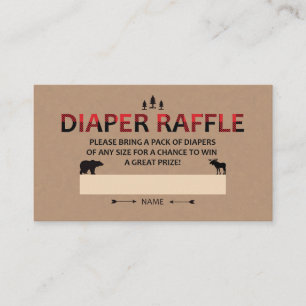 Windeln Raffle Ticket Baby Duschkabine Kariert Begleitkarte