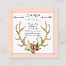 Windeln Raffle Ticket Boho Deer Antlers Blush Rose