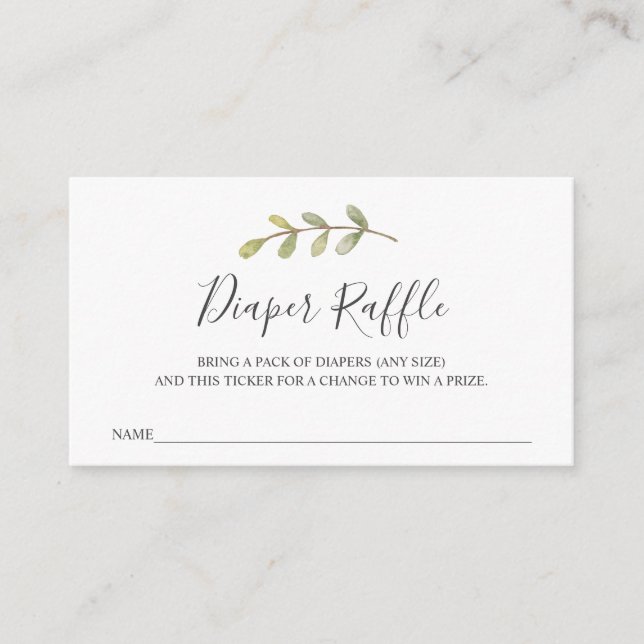 Windeln-Raffle-Ticket für Babydusche Begleitkarte (Vorderseite)