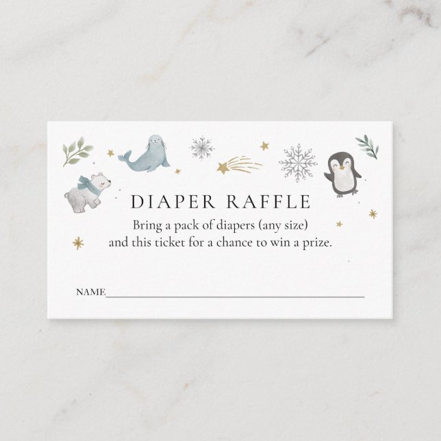 Windeln-Raffle-Ticket für Babydusche Begleitkarte (Vorderseite)