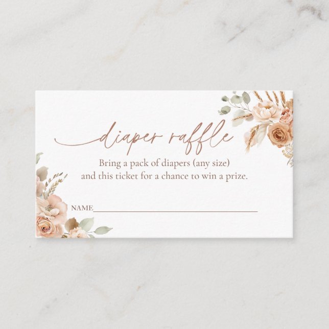 Windeln-Raffle-Ticket für Babydusche Begleitkarte (Vorderseite)