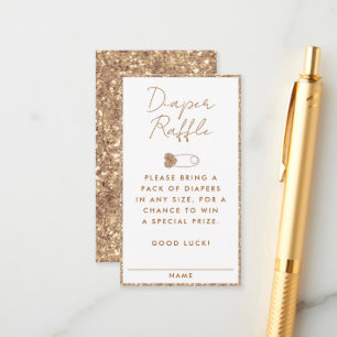 Windeln Raffle Ticket Gold Glitzer Kinderdusche Begleitkarte