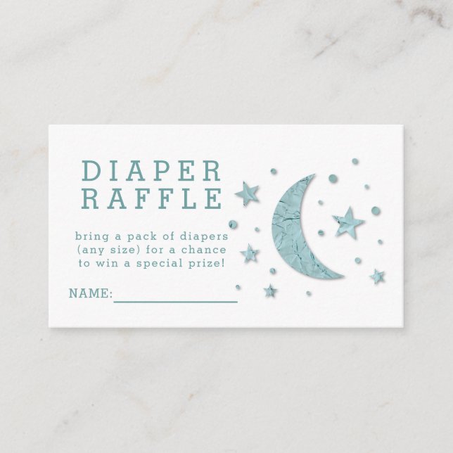 Windeln Raffle Ticket Mint Stars Moon Babydusche Begleitkarte (Vorderseite)