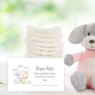Windeln Raffle Ticket Modern Baby Elephant Begleitkarte