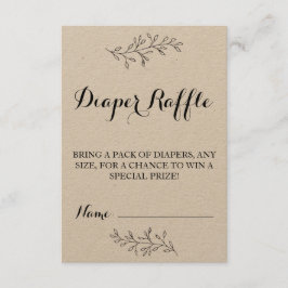 Windeln Raffle Ticket rustikale Kraft Baby Dusche Einladung