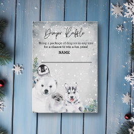 Windeln Raffle Winter Arctic Animal Baby Dusche Begleitkarte