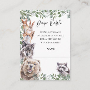 Windeln Raffle Woodland Animals Baby Duschwald Begleitkarte