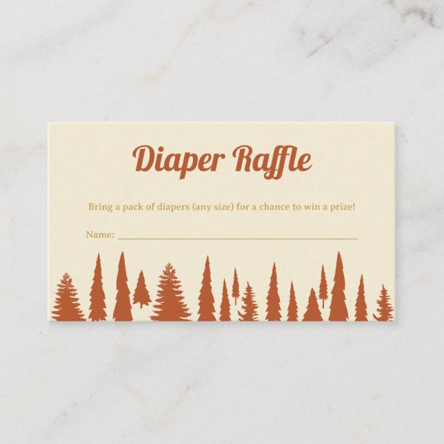 Windeln Raffle Woodland Camping Babydusche Begleitkarte (Vorderseite)