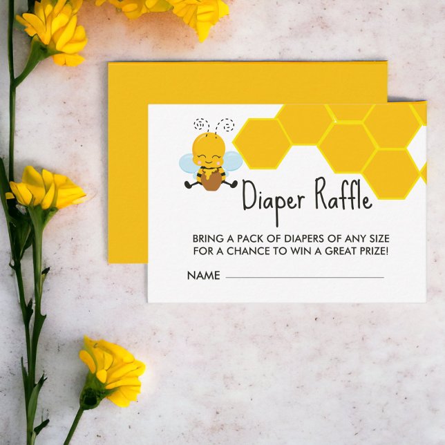 Windeln Raffle Yellow Black Bee Baby Dusche Begleitkarte (Diaper Raffle Yellow Black Bee Baby Shower Enclosure Cards from Ricaso)
