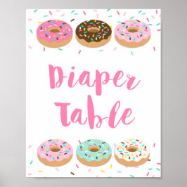 Windeln Tafelschild - Pink Donut Baby Duschzeichen Poster
