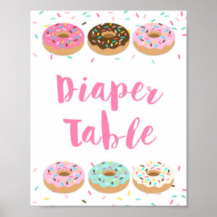 Windeln Tafelschild - Pink Donut Baby Duschzeichen Poster