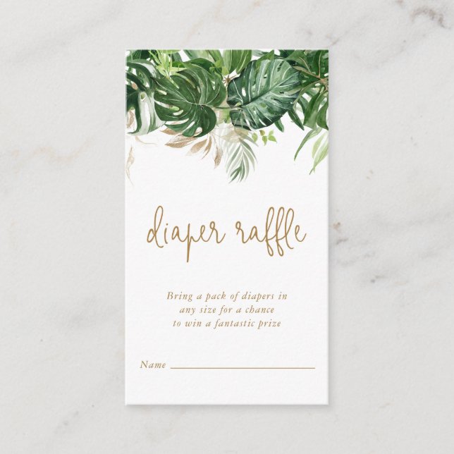 Windeln tropische Vegetation Gold Baby Dusche Begleitkarte (Vorderseite)