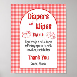 Windeln und Feuchttücher BBQ Baby Shower Spiel Poster