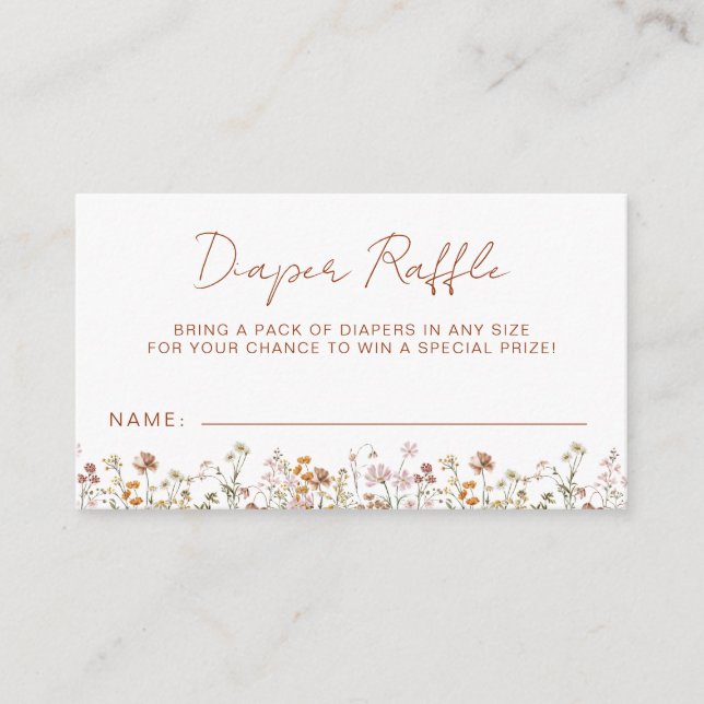 Windeln Wildblume Terracotta Kinderdusche Begleitkarte (Vorderseite)