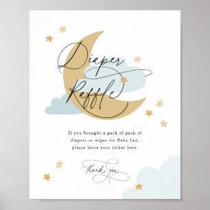 Windeln-Windeln-Raffle-Schild Blue Baby-Dusche auf Poster