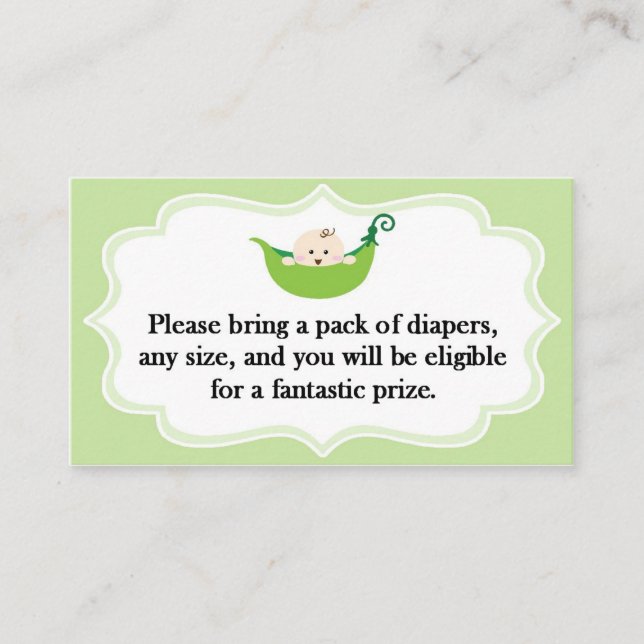 Windeln Windeln Sweet Pea Babyduschkarte Visitenkarte (Vorderseite)