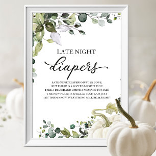 Windelparty-Spät in der Nacht Babyshower-Spiel Sch Poster
