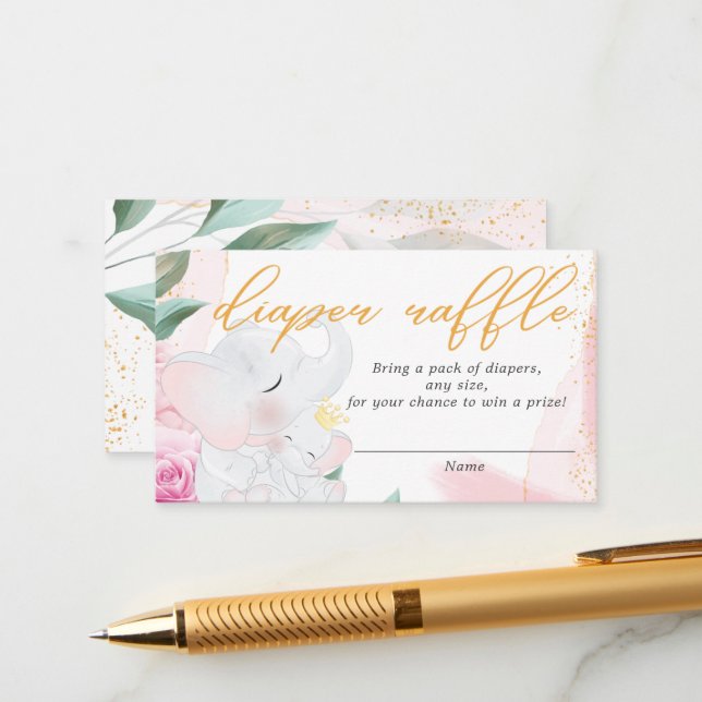 Windelraffinerie Elephant Girl Dusche Begleitkarte (Vorderseite/Rückseite Beispiel)