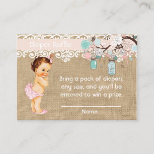 Windelraffle-Einsatz mit Vintagem Baby Begleitkarte