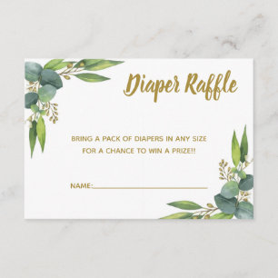 Windelraffle-Grün-GoldBabyparty-Einsatz Begleitkarte