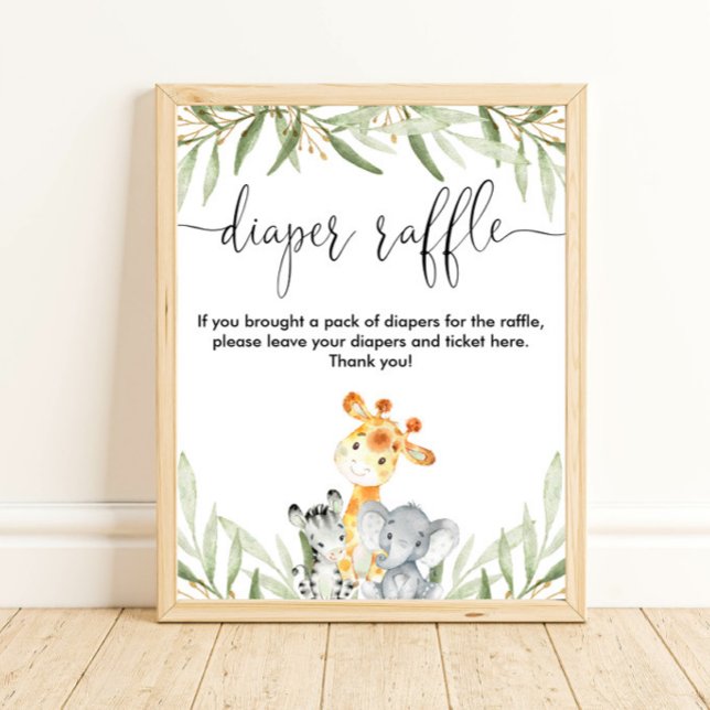 Windelverlosung signalisiert niedliche Safari-Tier Poster (Von Creator hochgeladen)