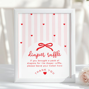 Windelverlosung Sweetheart Babyparty roter Bogen Poster