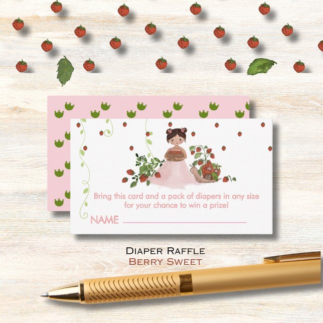 Windelwaschkarte für die Babydusche "Berry Sweet" Begleitkarte (Diaper Raffle Card for 'Berry Sweet' Baby Shower)