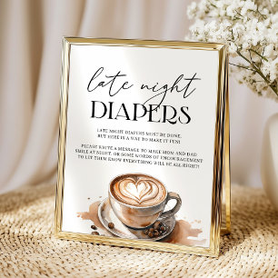 Windelwechsel bei Nacht Kaffee Baby Shower Poster
