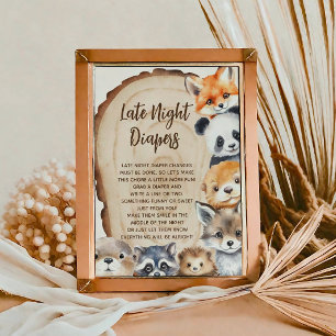 Windelwechsel bei Nacht - Süße Tiere - Babyparty-S Fotodruck