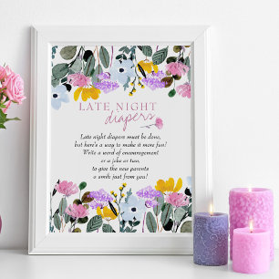 Windelwechsel bei Nacht Wildflower Babyshower-Spie Poster