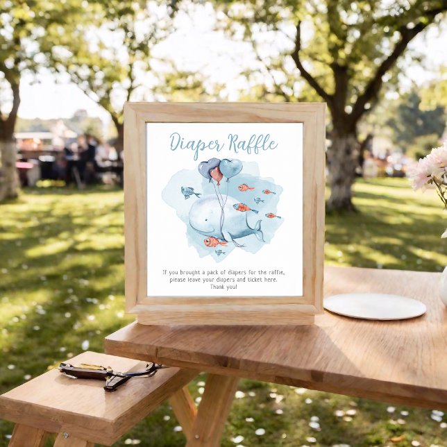 Windelwhale-Babydusche Poster (Diaper Raffle Whale Baby Shower Poster 
)