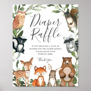 Windelwindeln-Raffelzeichen für Waldtiere Poster