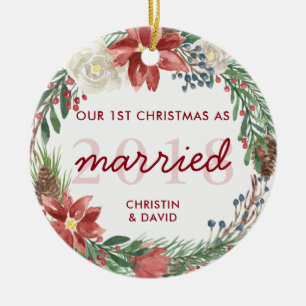 Winden Sie unser erstes Weihnachten als Keramik Ornament