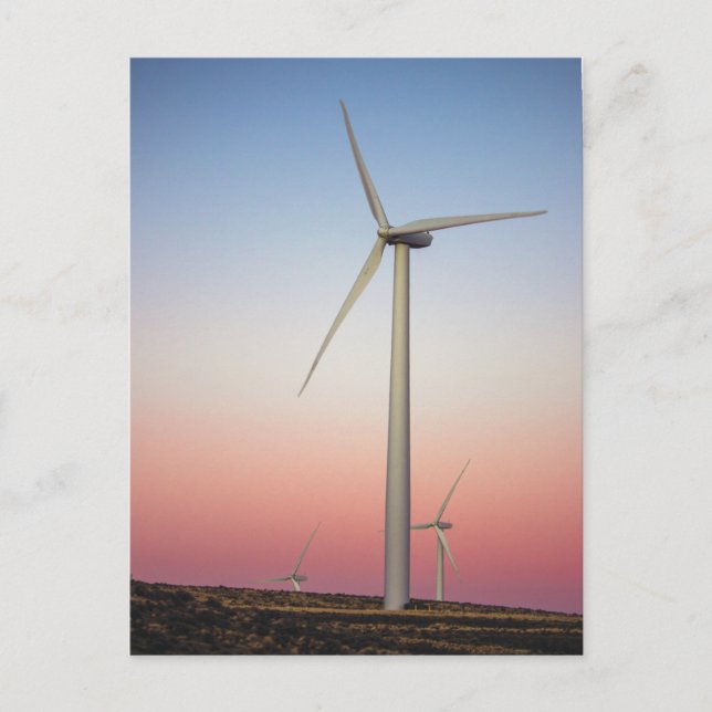 Windenergie in der Dämmerung Postkarte (Vorderseite)
