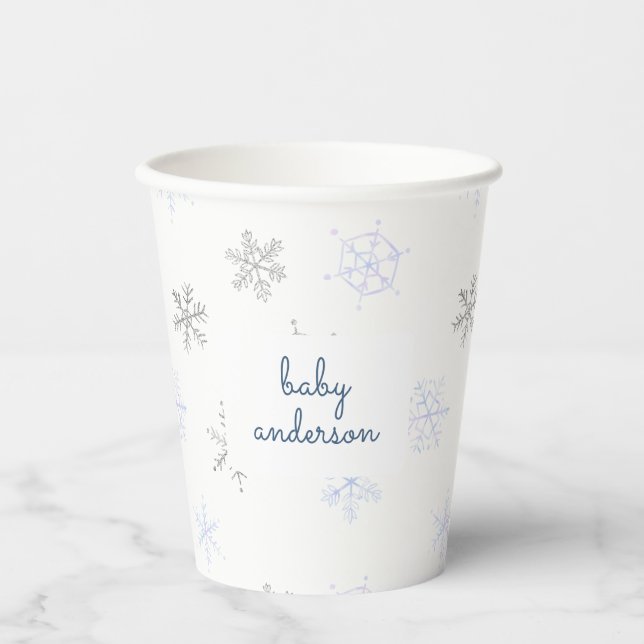 Winder Wonderland Snowflake Babydusche Pappbecher (Vorderseite)