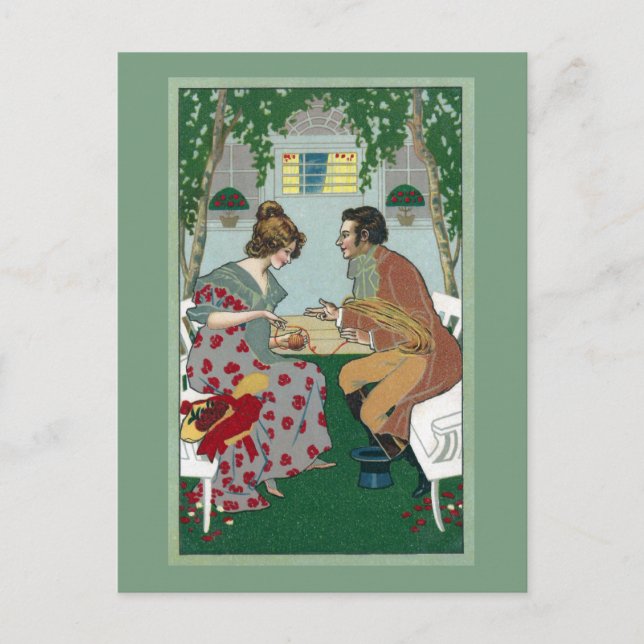 Windgarn mit Vintagem Jugendstil Postkarte (Vorderseite)