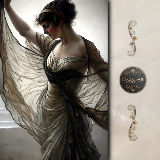 Windgekehrter Tänzer am Meer in taupe decoupage Seidenpapier (Seaside Windswept Dancer by the Shoreline Decoupage Tissue Paper)